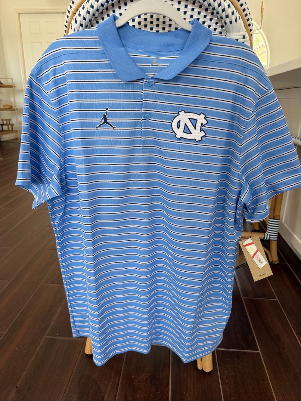 NWT Jordan UNC North Carolina Tar Heels Primetime Victory Striped Polo Men’s XL